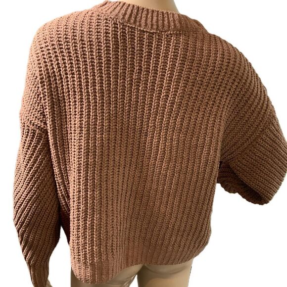 No Boundaries Brown Fringe Knit Crew Neck Long Sleeve Academia Sweater Size XL - Picture 10 of 14